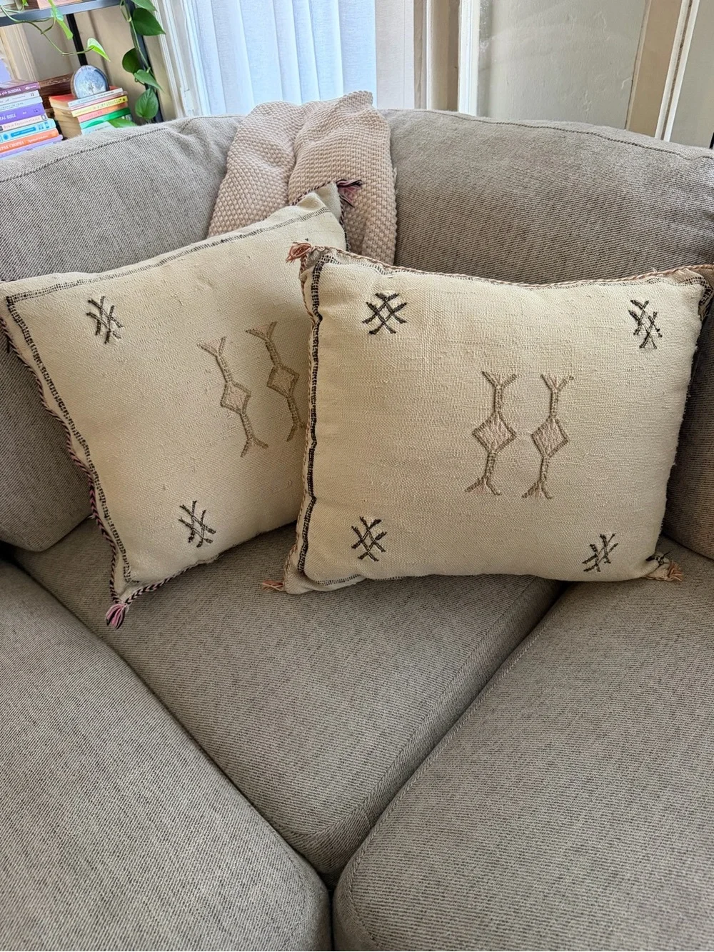 Neutral Cream Moroccan Cactus Sabra Silk Pillow Covers | 19x19